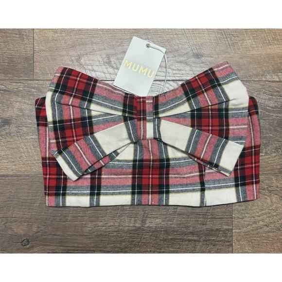 Show Me Your Mumu Plaid Bow Tube Top Large NWT - Picture 2 of 9